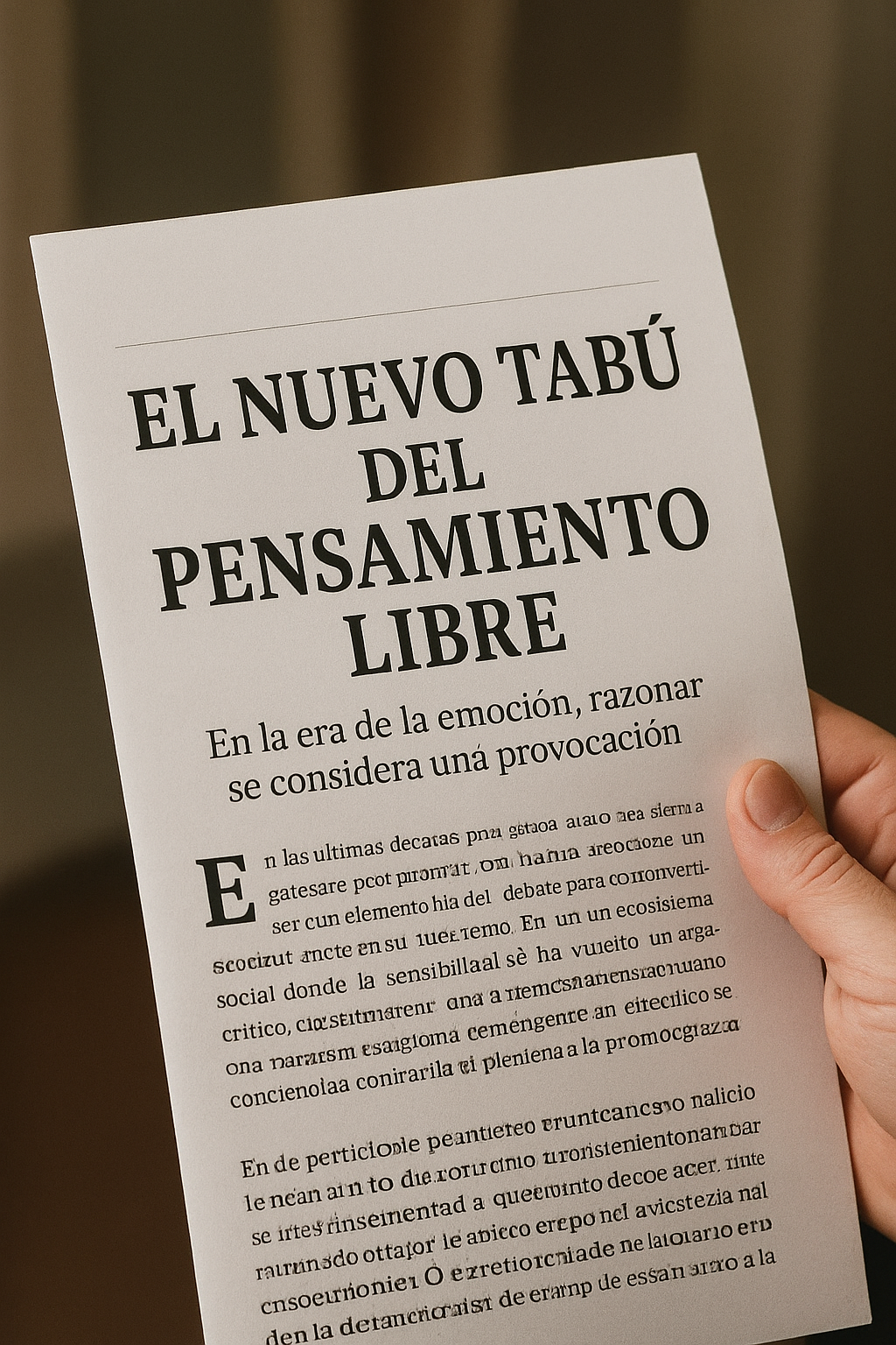 EL NUEVO TABÚ DEL PENSAMIENTO LIBRE